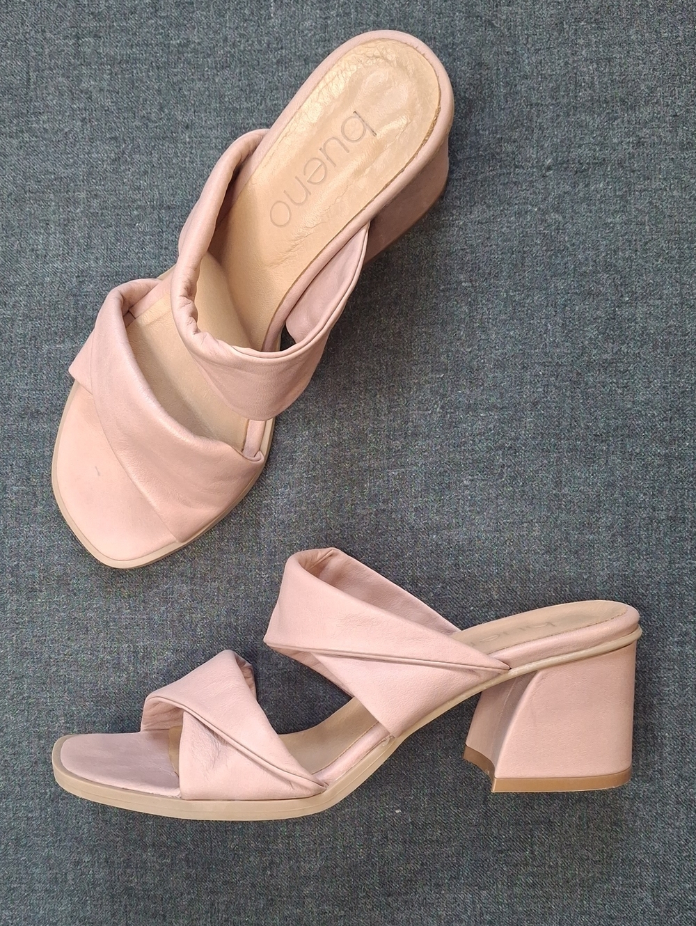 BUENO Penelope Leather Block Heel Mule Sandals Dusty Pink Size 38 / US 7.5